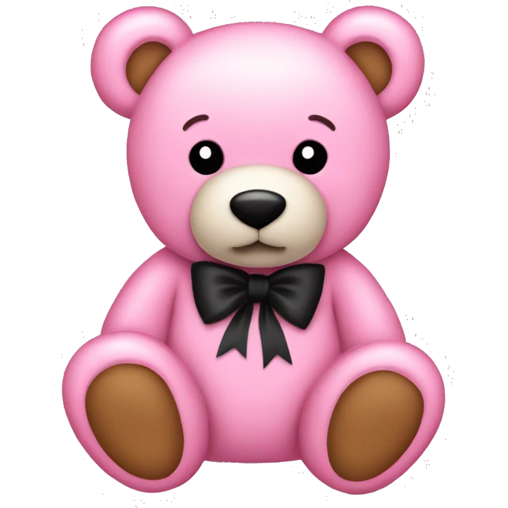 Pink teddy bear with a black bow emoji