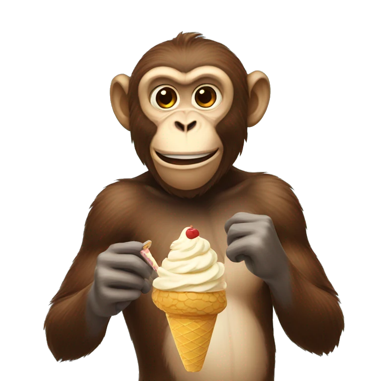 Monkey holding ice cream emoji