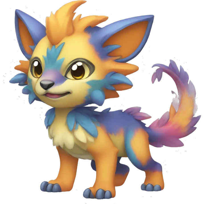 Cute cool colorful fantasy animal hybrid Fakemon full body emoji