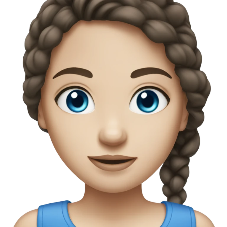 brunette girl with blue eyes anda white skin emoji
