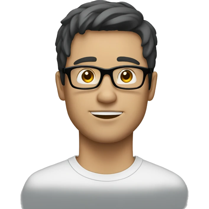 white male with straigt short dark hair, rectangular glasses emoji