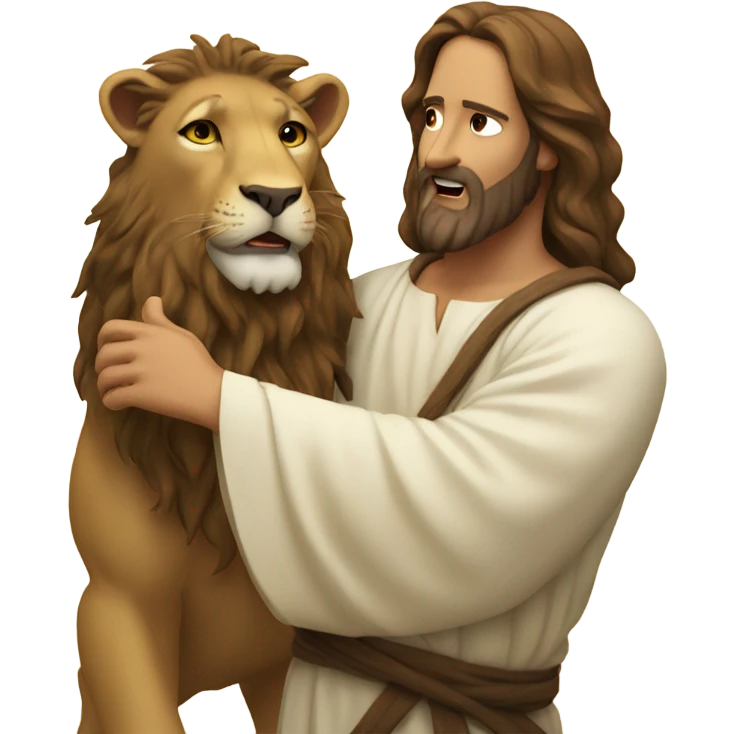 Jesus taming a lion emoji