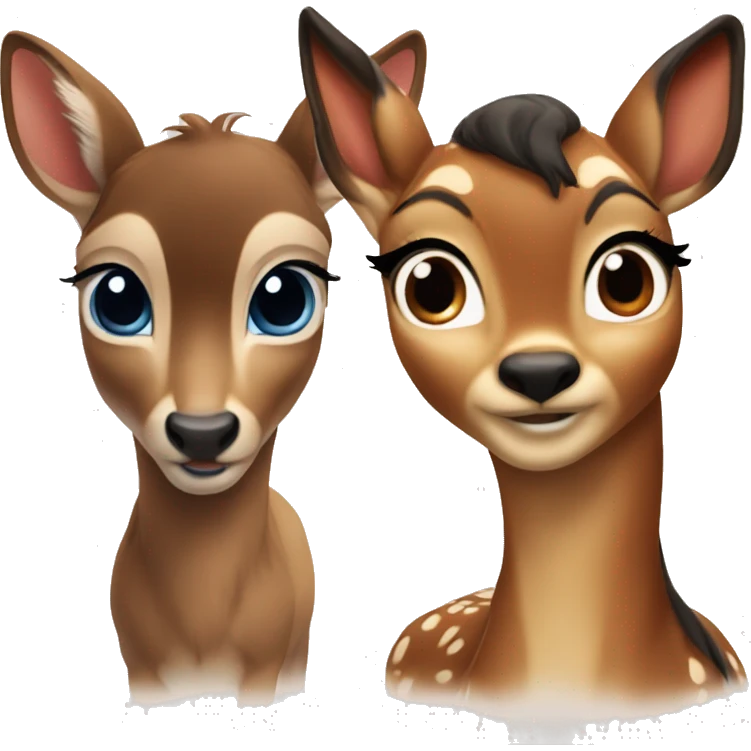 Bambi with brown eyes and faline with blue eyes emoji
