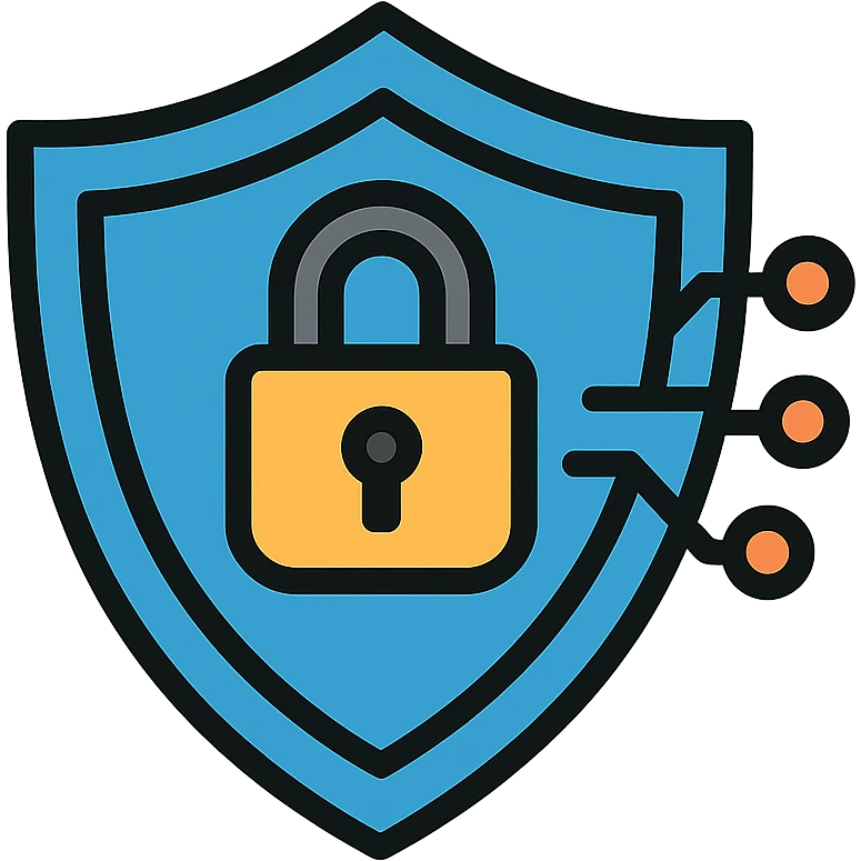 shield with a lock and subtle digital circuit lines, clean lines, professional, for an information and cybersecurity expert emoji