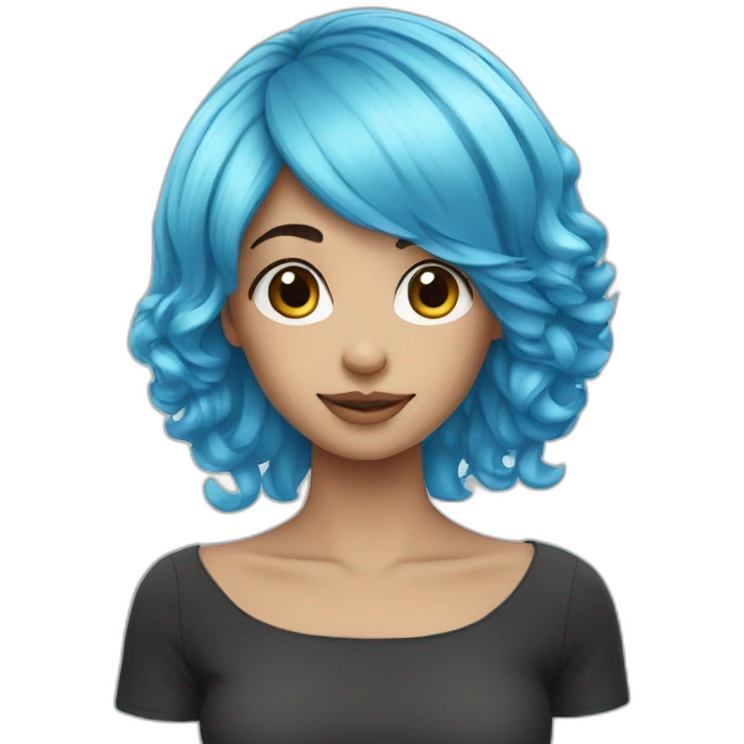 very beautiful blue hair girl emoji