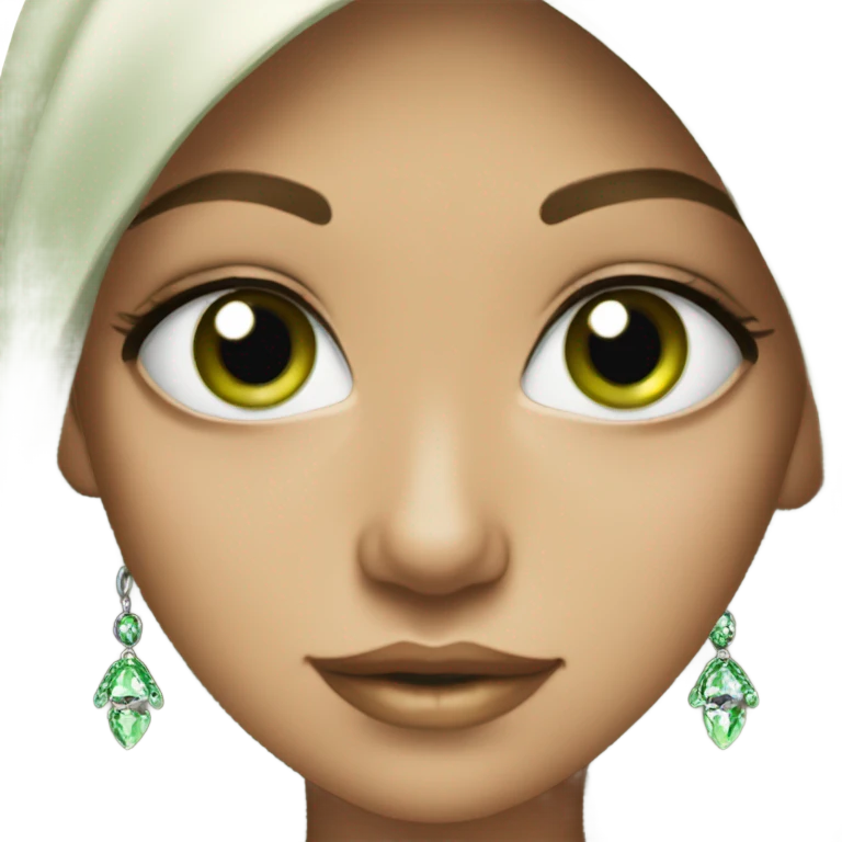 elegant brunette green eyed girl with jewellery  emoji