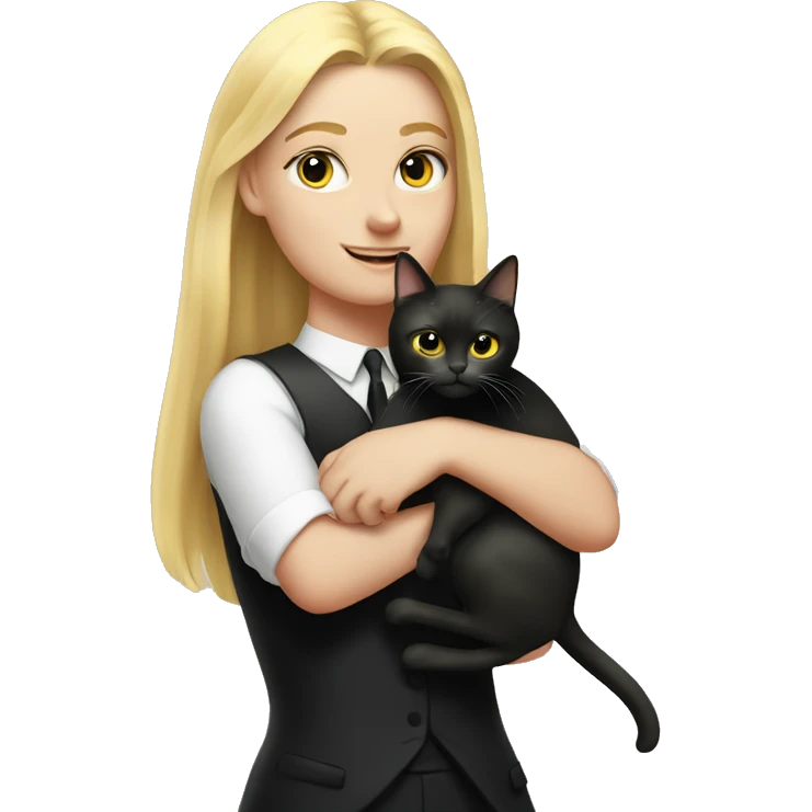 blonde girl with big butt holding fat tuxedo cat emoji