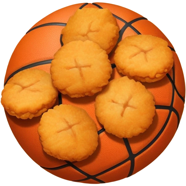 Chicken nuggets with a basketball  emoji