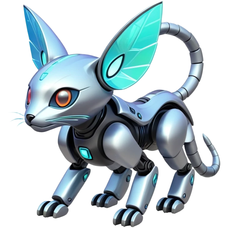  exotic tropical iridescent cyber-Protogen-Fakémon-Pokémon-Vernid-robot-feline-creature emoji