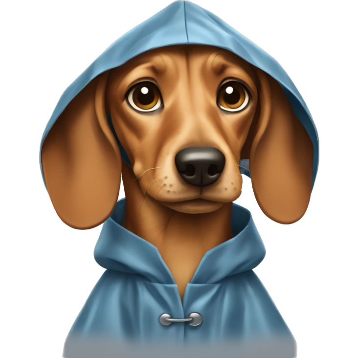 Dacshund dog wearing a rain coat emoji