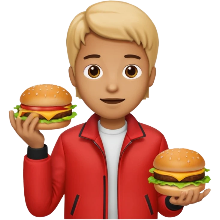 semender with hamburger wearing red jacket emoji