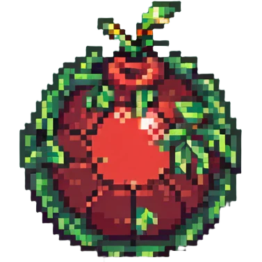 Green digital bomb animation frame 4, round bomb body with green highlights, tiny leaf-shaped fuse at top, intense green glow, about to explode, nature-inspired design, pixel art style emoji