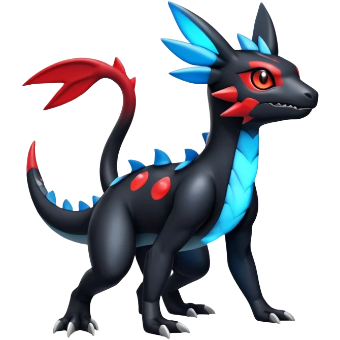 Cute Shiny Guilmon-Quilava-Salandit-Umbreon-Fakémon-hybrid-creature (full body)  emoji