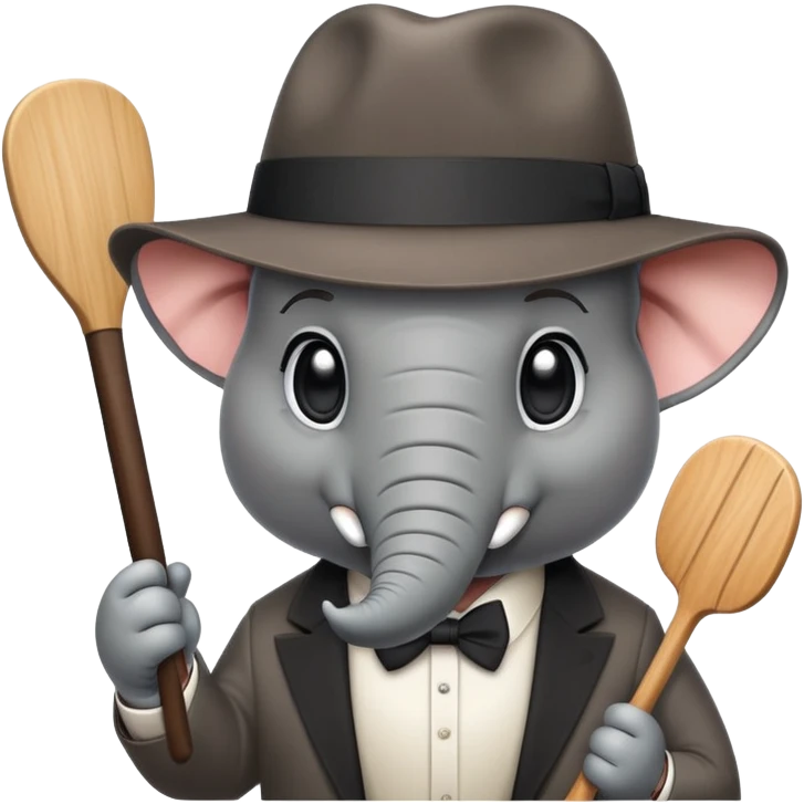 elephant mafia boss with fedora hat holding a paddle emoji