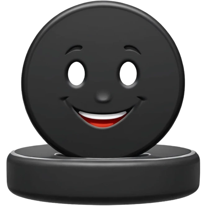 Smiling wide hockey puck  emoji