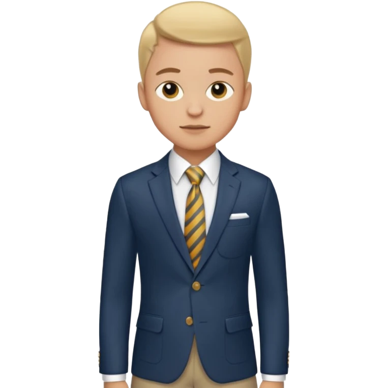 Young man, tailored trousers, a crisp button-down shirt, a blazer, and tie

 emoji
