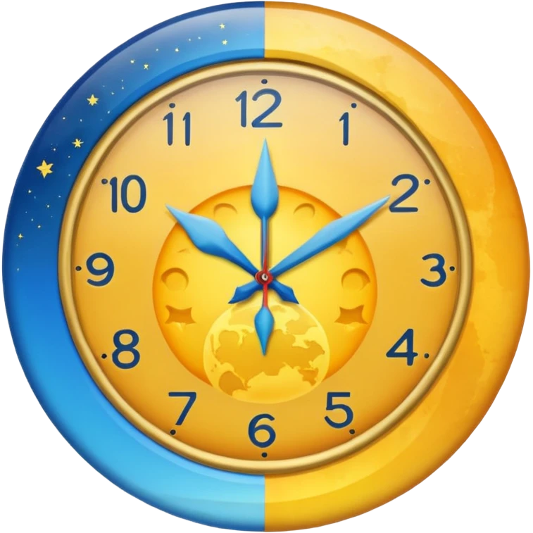 can you make me a clock emoji with the left side being a sunrise and the right side being a moon emoji
