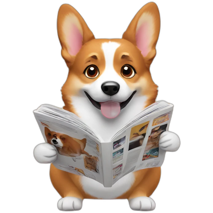 corgi reading a magazine emoji