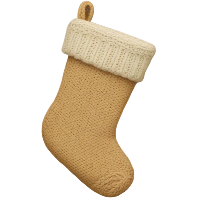 Knitted creams colored Christmas stockings  emoji