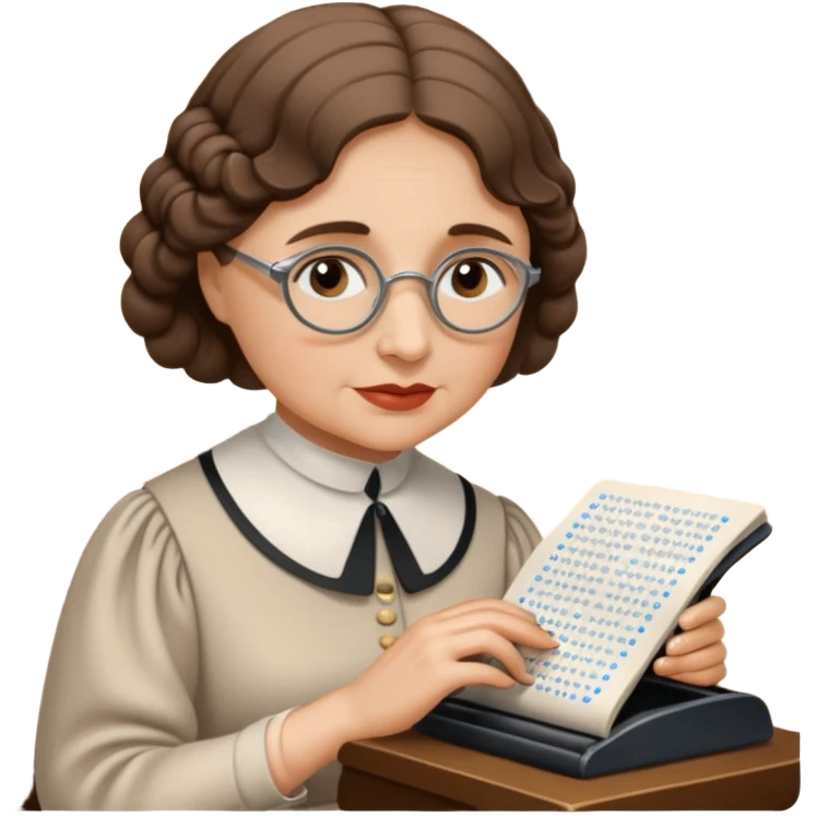 Helen keller reading braille blind emoji