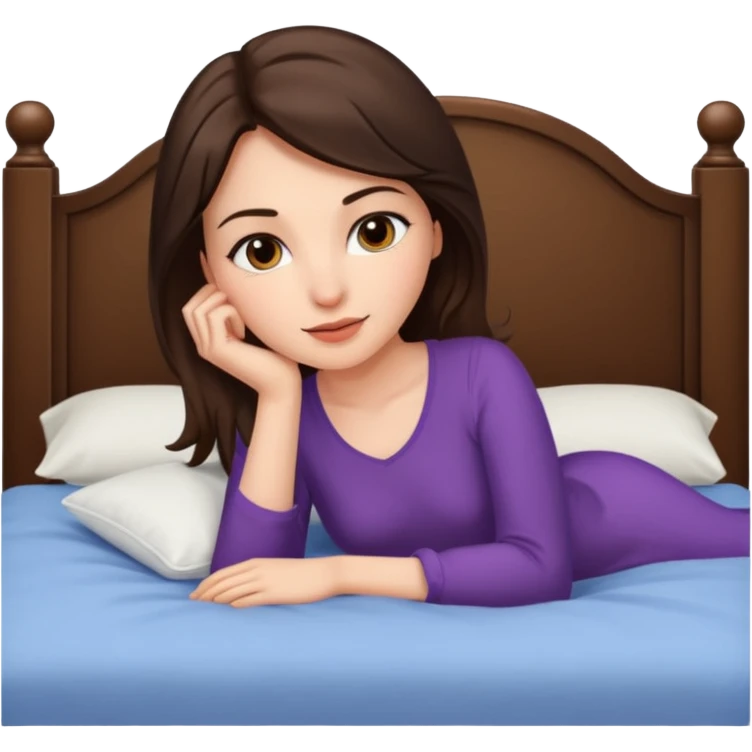 Brunette woman on bed emoji