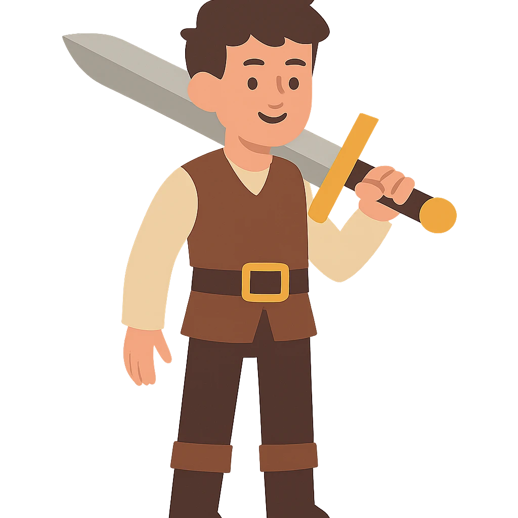 flat toon style man with broadsword emoji
