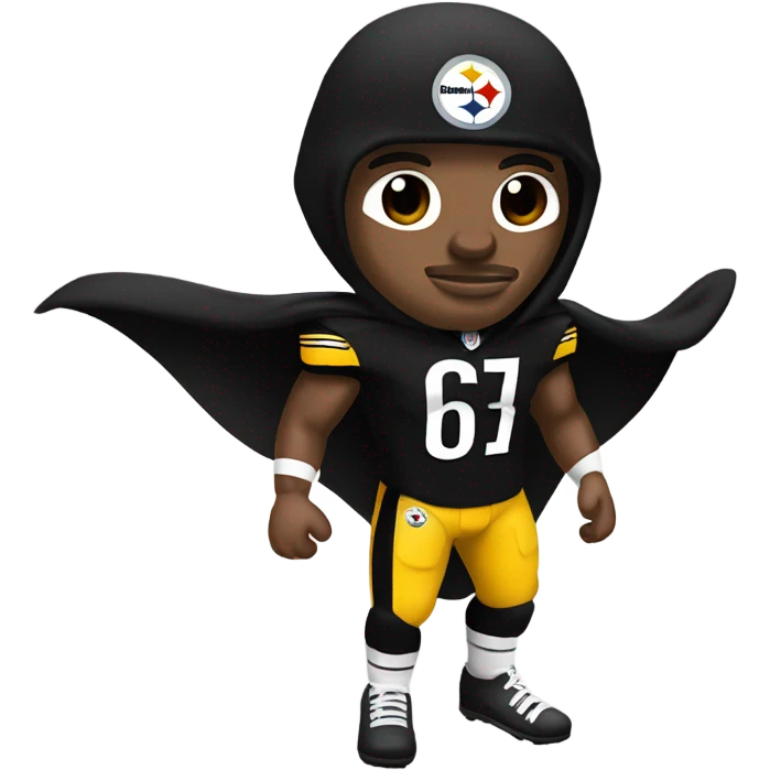 Pittsburgh Steelers player in uniform with black cape. emoji
