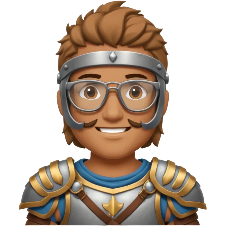smiling gladiator in armor and geeky glasses emoji
