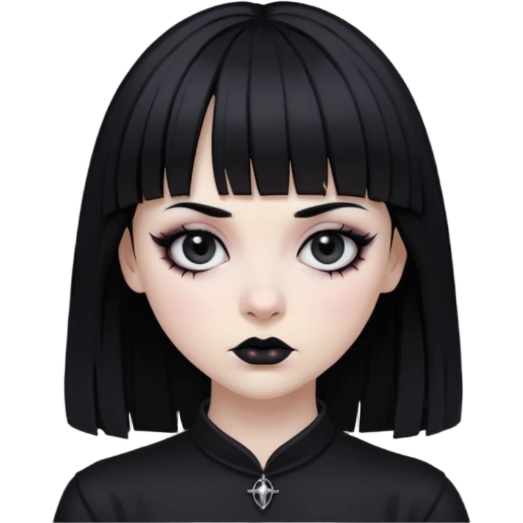 Faça uma zumbi com franja da subcultura gothc com o olho preto ela  emoji