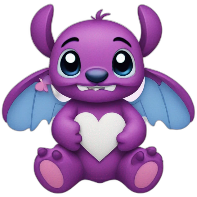 Stitch avec des coeurs emoji