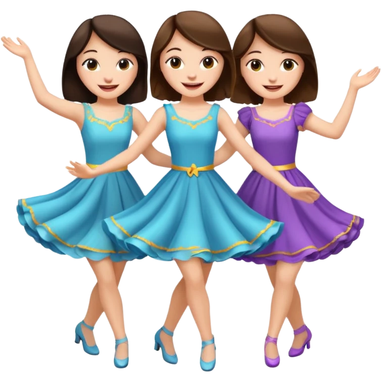 Triplets dancing all brunette emoji