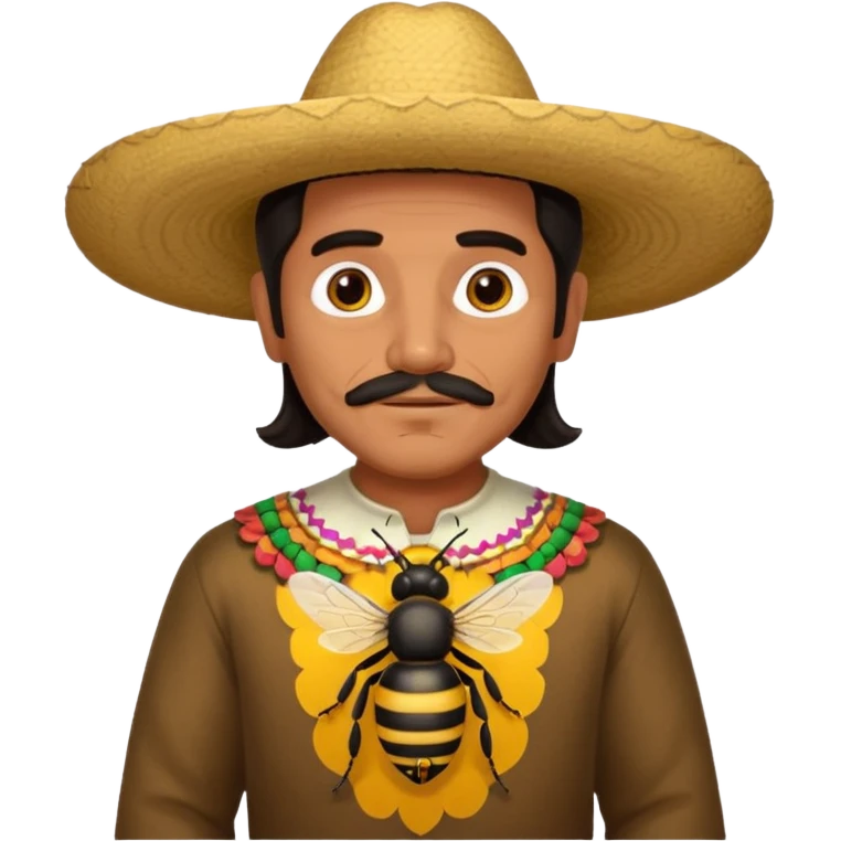 cabeza de señor mexicano, viejo, agregale un cuerpo de abeja, el pelo del señor hazlo oscuro emoji