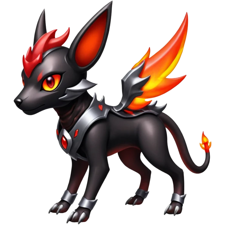 Shiny Gothic Exotic Futuristic Houndoom-Genesect-Torracat-Pokémon-Fakémon-hybrid-creature emoji