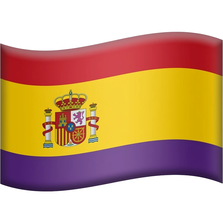 an emoji for the flag of the second spanish republic, having three stripes of the same width, one red, one yellow and one purple, whilst including the 1931 spanish coat of arms which had a castle instead of a crown and no monarchy symbol, in the middle. emoji