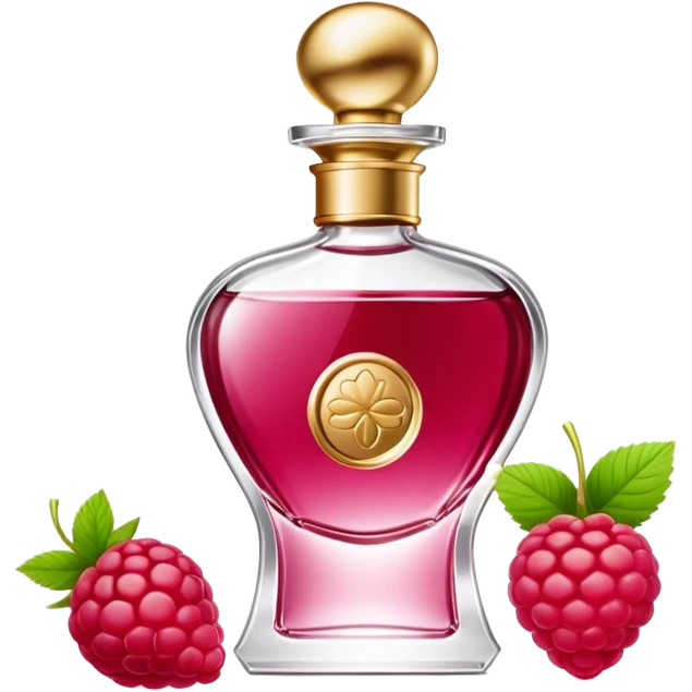 AVON women's perfume bottle next to raspberry bottle emoji