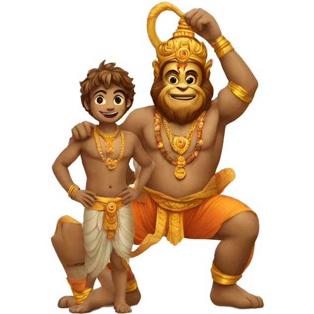 Hanumanji with a boy  emoji