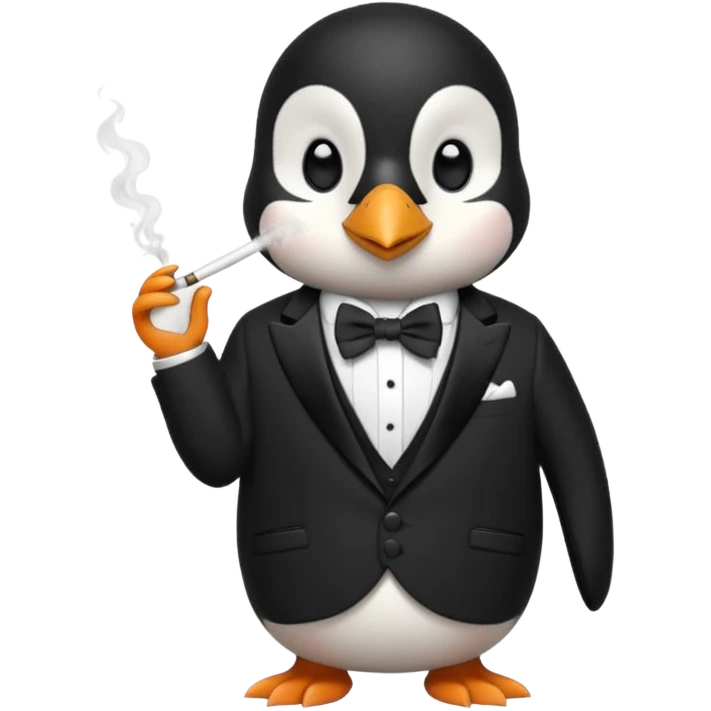 create a genius penguin wearing a classic Dior smoking emoji