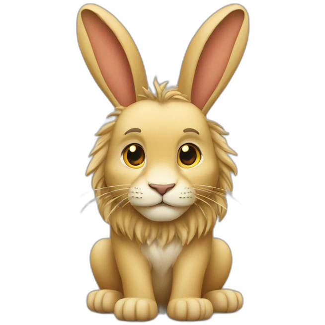Lapin sur un le dos d’un lion emoji