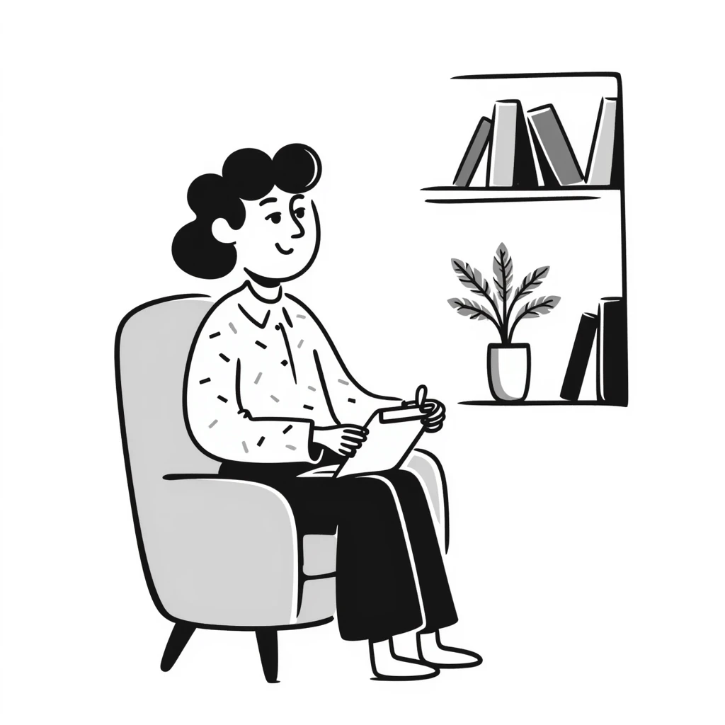 therapist in a hand-drawn doodle style emoji