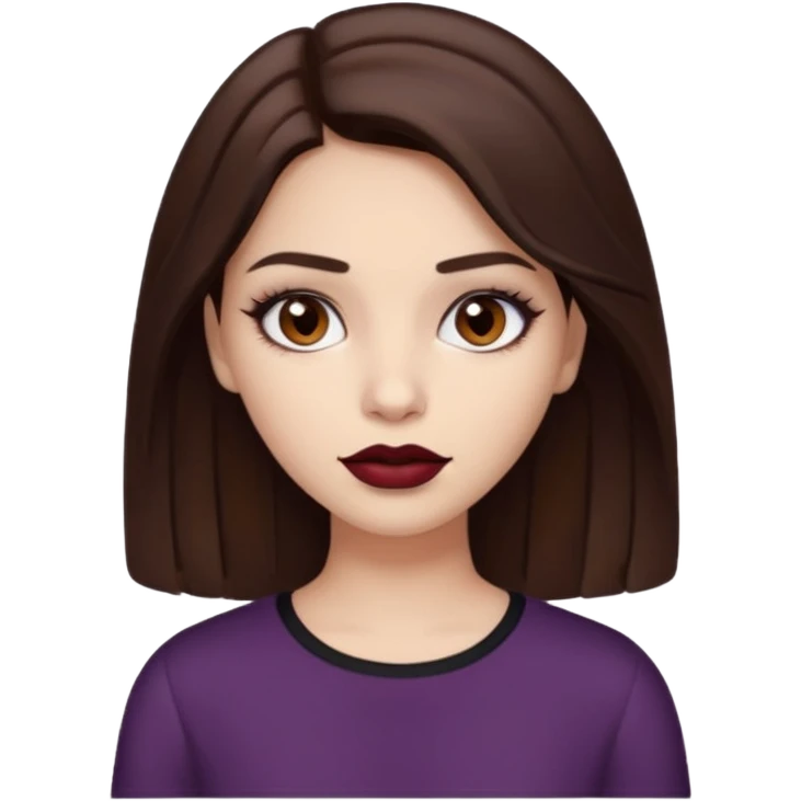 hispanic girl with brown eyes and brown hair and alt emoji