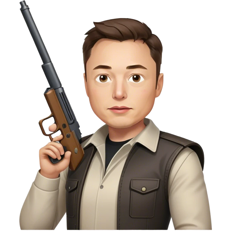 Elon musk with a gun emoji