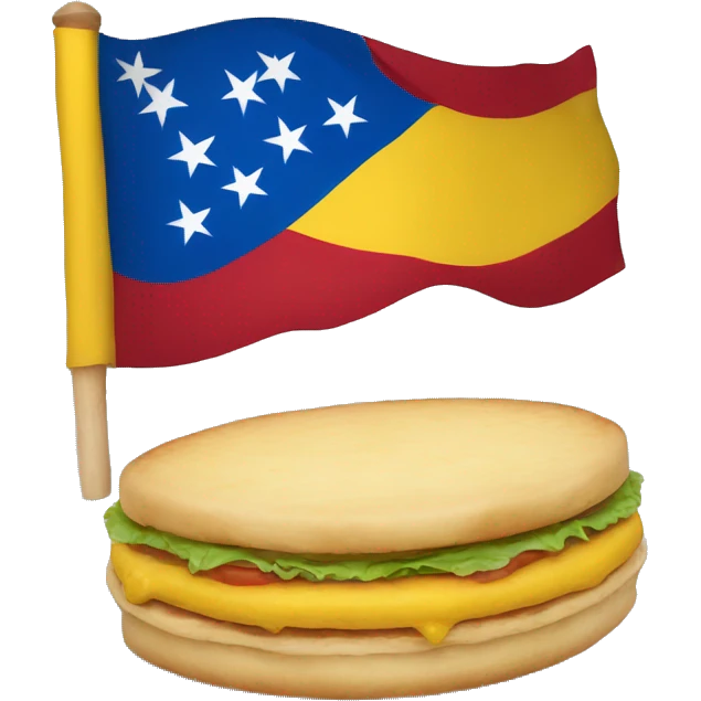La bandera de Venezuela con una arepa  emoji