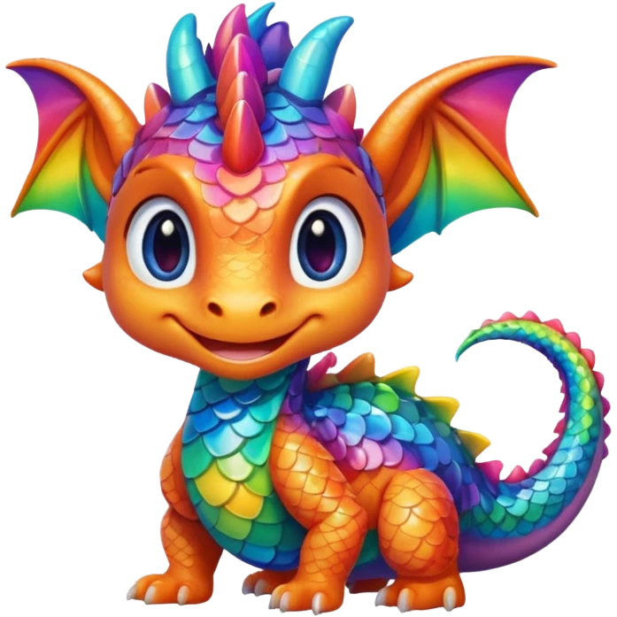 A cute little dragon  rainbow cute eyes emoji