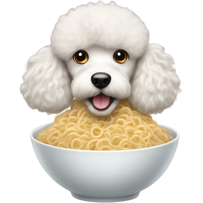 Poodle eating noodles emoji