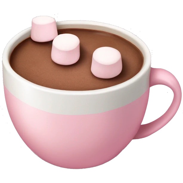 Light Pink mug of hot chocolate with marshmallows  emoji