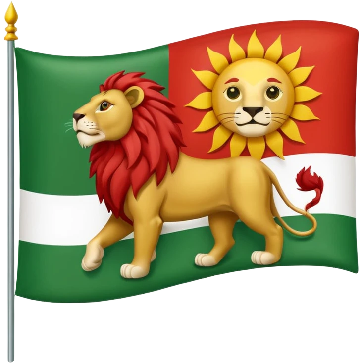 A flag with Lion & sun & green , withe & red color in the background of flag emoji