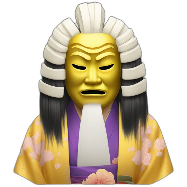 noh-mask-longhair-japanese-kimono-massive-man emoji