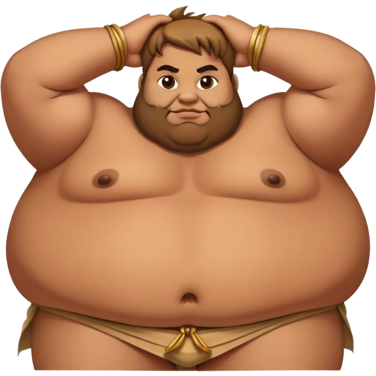 Fat man laying wearing loin cloth  emoji