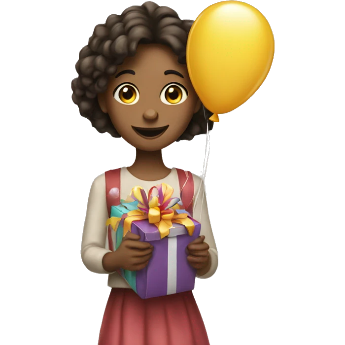 Girl holding birthday balloons with 23 emoji