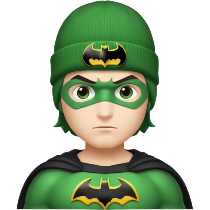 green superhero with beanie batman emoji